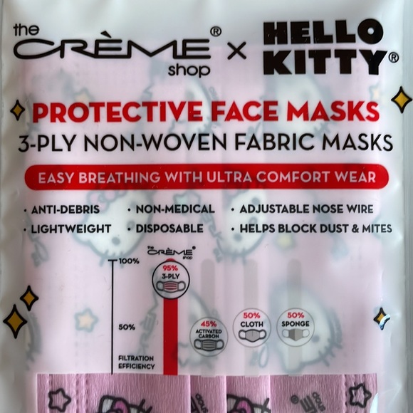 NWT The Crème Shop x hello kitty 3 ply disposable adult masks - Picture 6 of 9